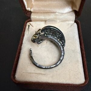 Black 925 Silver Women’s Size 7 1/2 3D Dragon Ring